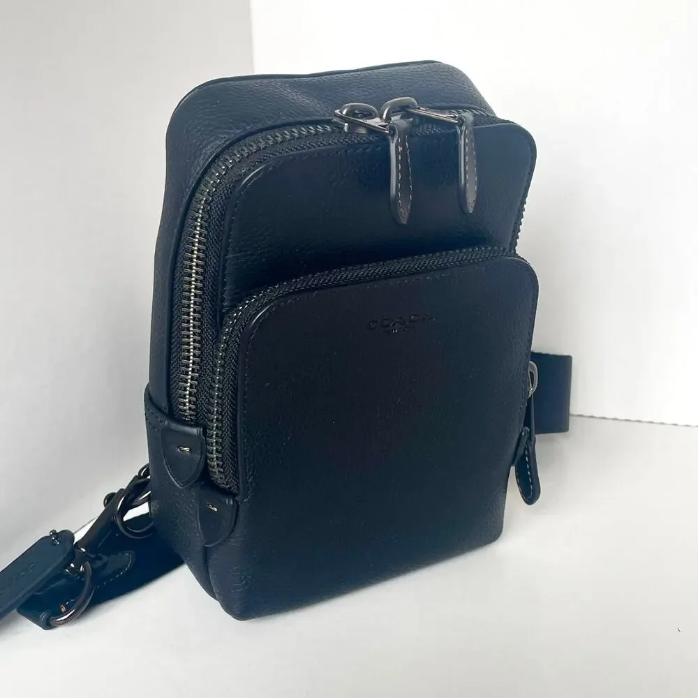 Coach Gotham Sling Pack 13 CR849 Black Leather Crossbody
